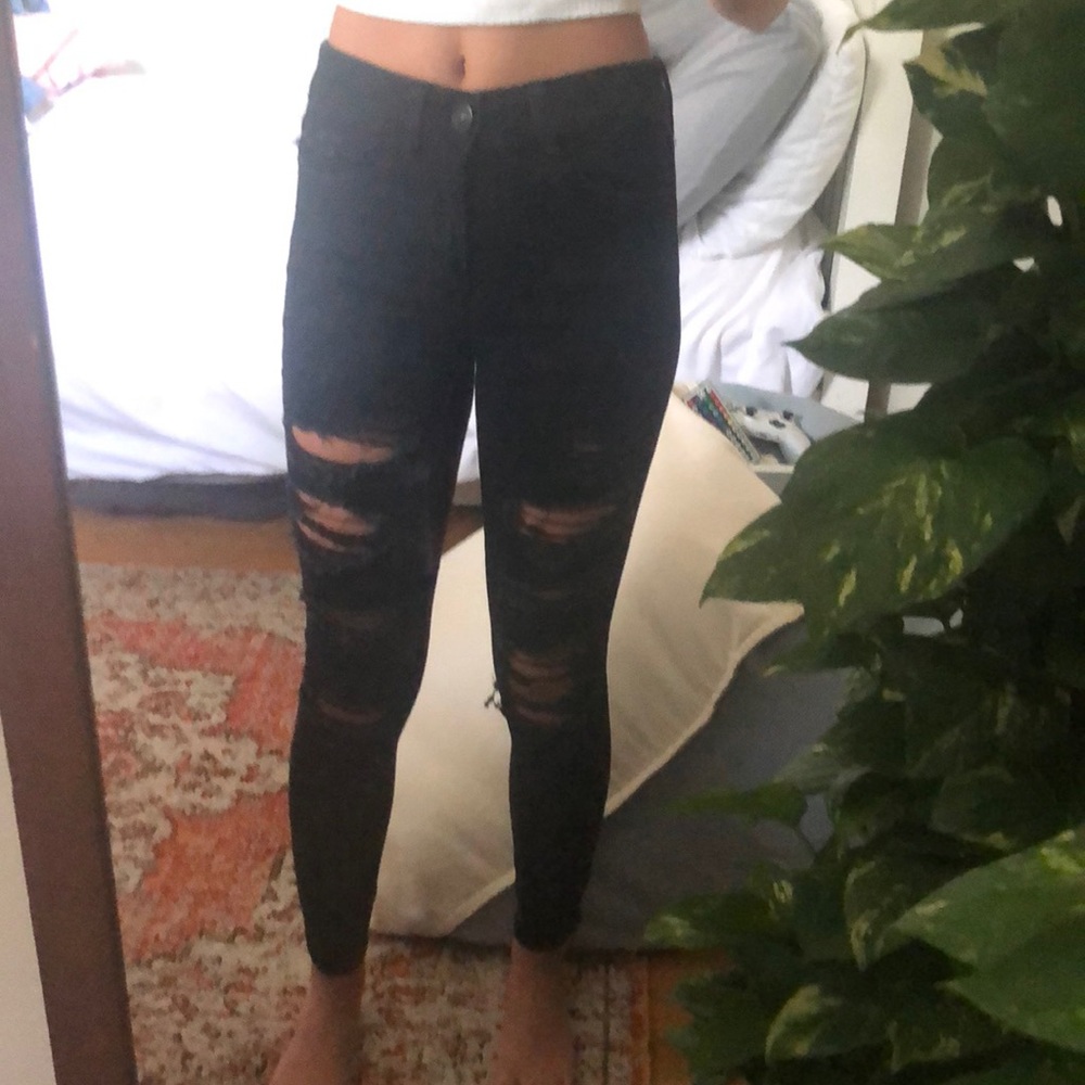 american eagle black ripped jeans